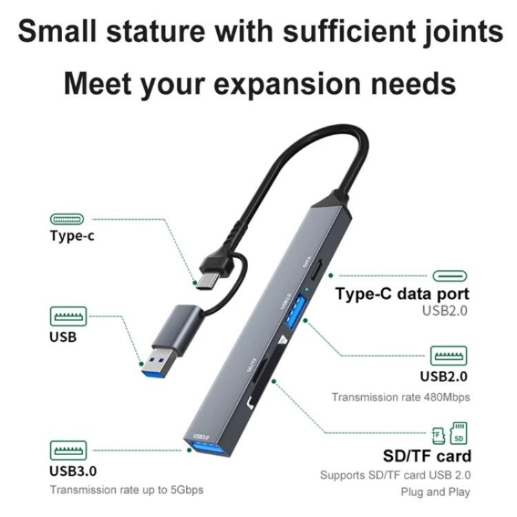 ADS-806D Type-C+USB to USB 3.0 Hub SD / TF Card Reader Multi-Function Docking Station My Store