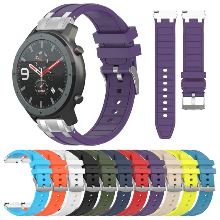 22mm Quick Release Silver Buckle Royal Silicone Watch Band, Series 1-Reluova