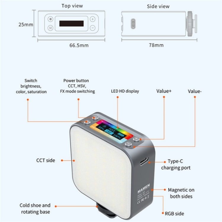 D01 Dimmable Photography LED Fill Light Portable Mini Camera Phone RGB Fill Light