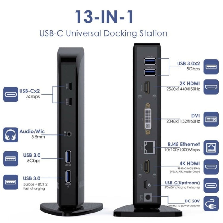 WAVLINK UG39PD1 13 in 1 Type-C Triple Monitors 4K HD Docking Station