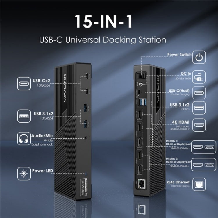 WAVLINK UG69PD25 Pro 100W PD Charging Triple 4K Display Laptop Docking Station