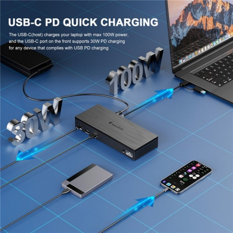 WAVLINK UG69PD8 Pro 18-in-1 DP / HD 5K Quadruple Display USB C Universal Docking Station