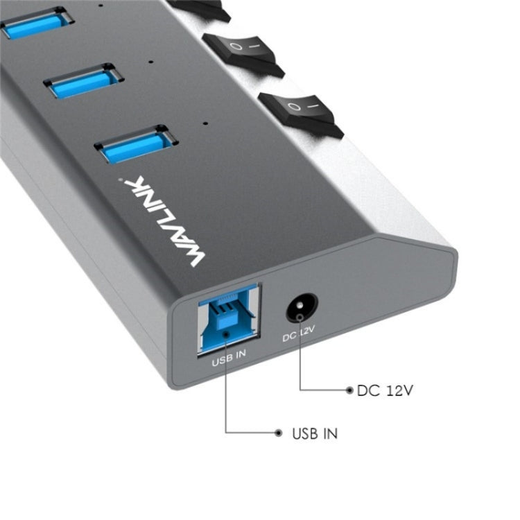 WAVLINK UH3076 5Gbps 7-port USB 3.0 Hub with Independent Switch and LED Indicator My Store