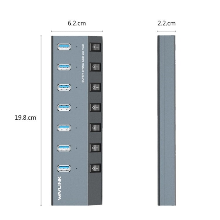 WAVLINK UH3076 5Gbps 7-port USB 3.0 Hub with Independent Switch and LED Indicator My Store