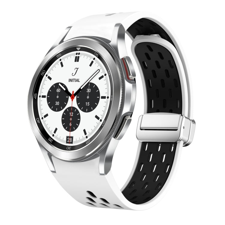 Two Color Magnetic Folding Silver Buckle Silicone Watch Band, Series 6