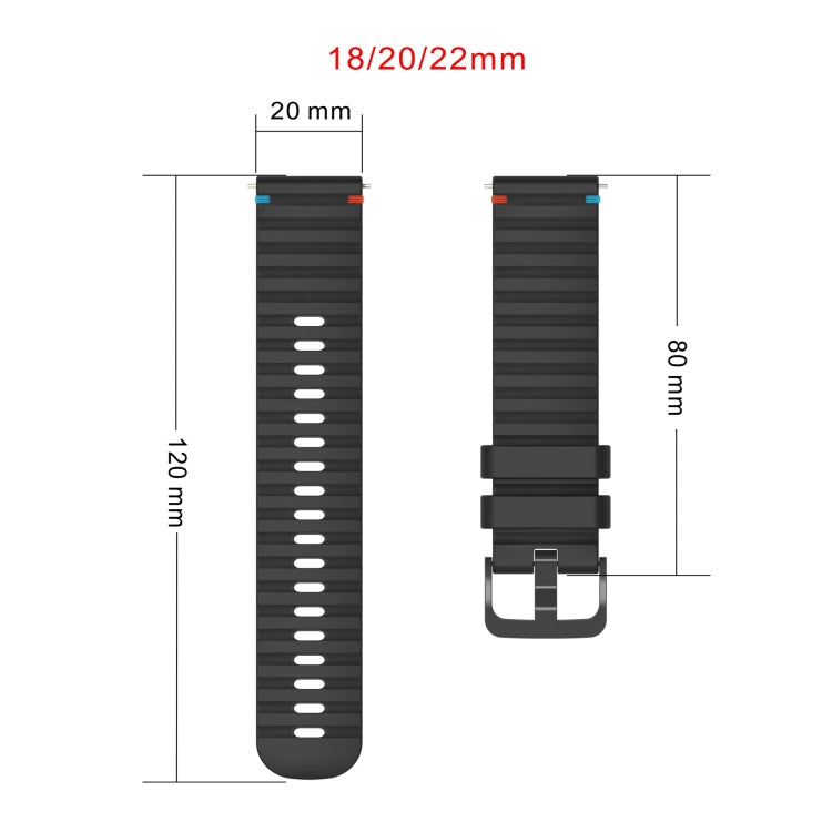 Wavy Dotted Stitched 20mm Silicone Watch Band, Series 4