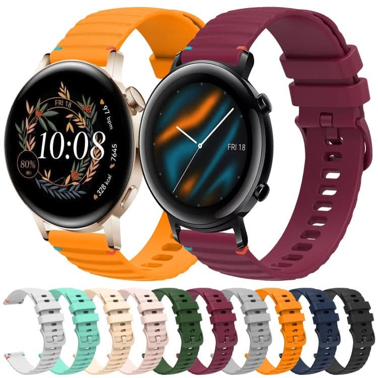 Wavy Dotted Stitched 20mm Silicone Watch Band