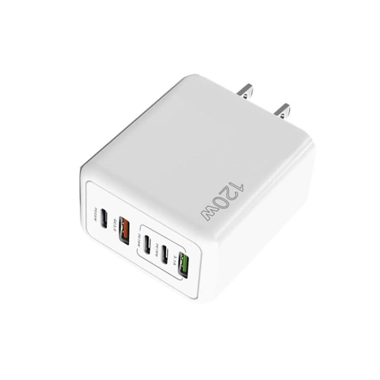 120W 3 PD Type-C Dual USB Multi Port Quick Charger for Mobile Phones, US Plug