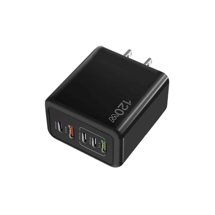 120W 3 PD Type-C Dual USB Multi Port Quick Charger for Mobile Phones, US Plug