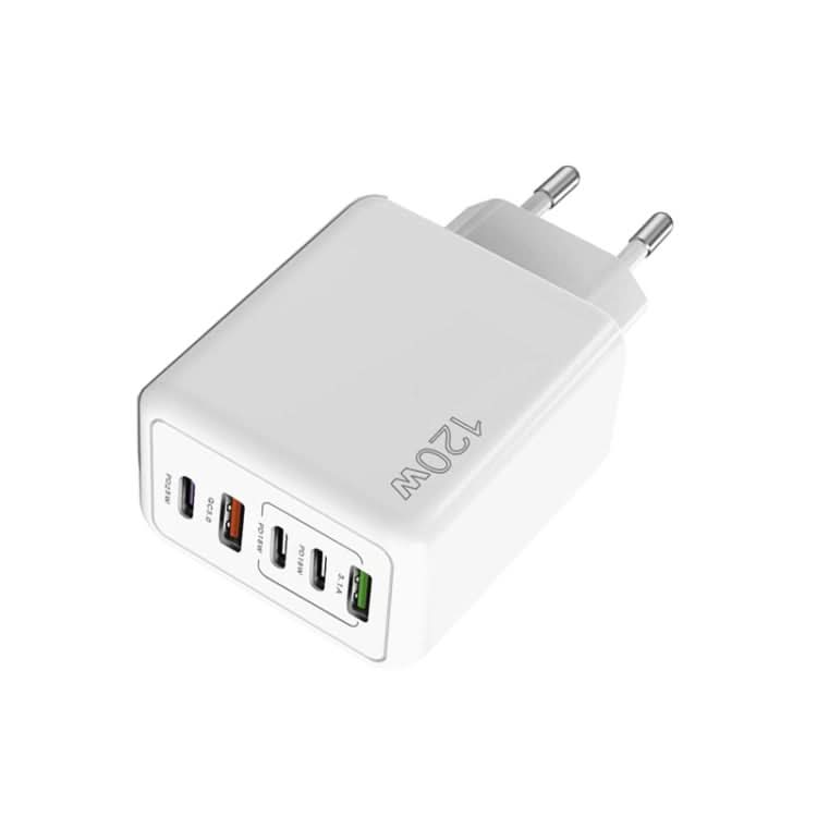 120W 3 PD Type-C Dual USB Multi Port Charger for Mobile Phones, EU Plug