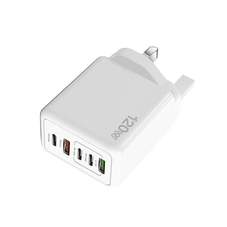 120W 3 PD Type-C Dual USB Multi Port Charger for Mobile Phones, UK Plug