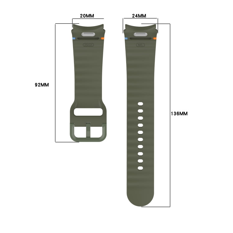 Wavy Grain Stitched Quick Release Silicone Watch Band, Series 1