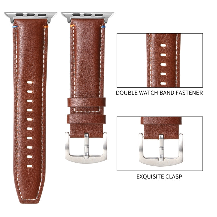 Stitched Genuine Leather Watch Band