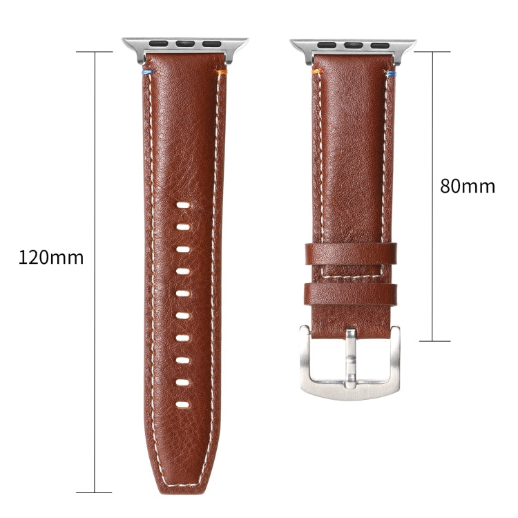 Stitched Genuine Leather Watch Band