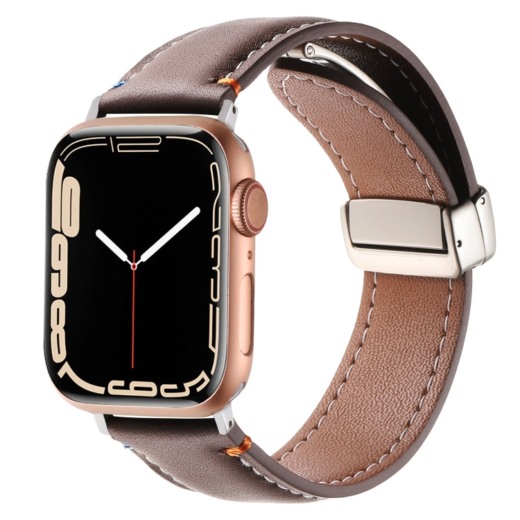 Magnetic Buckle Stitched Genuine Leather Watch Band