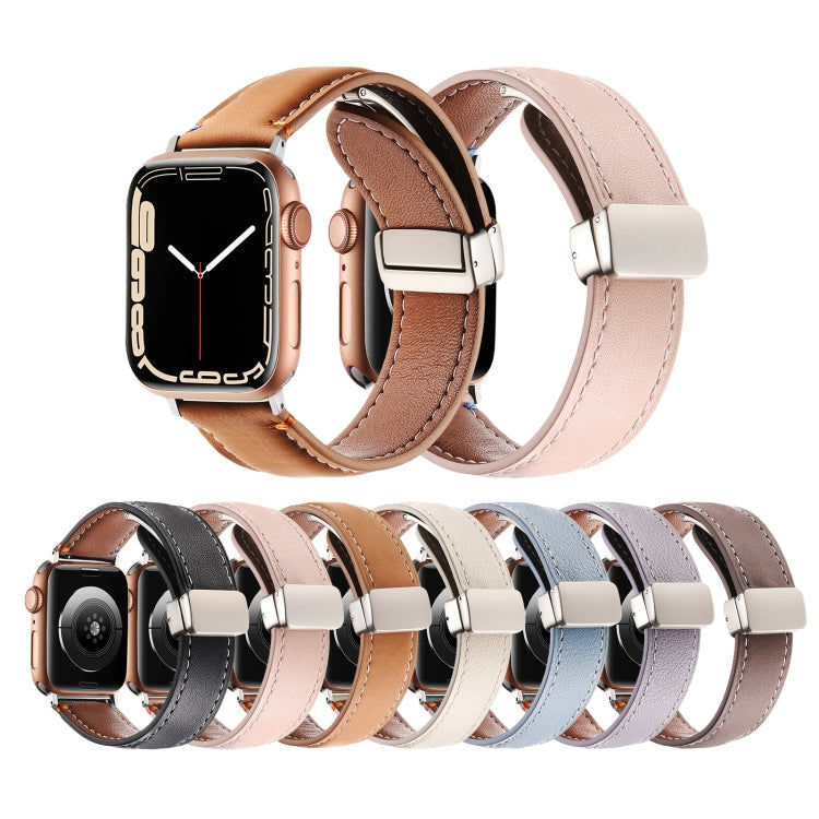 Magnetic Buckle Stitched Genuine Leather Watch Band