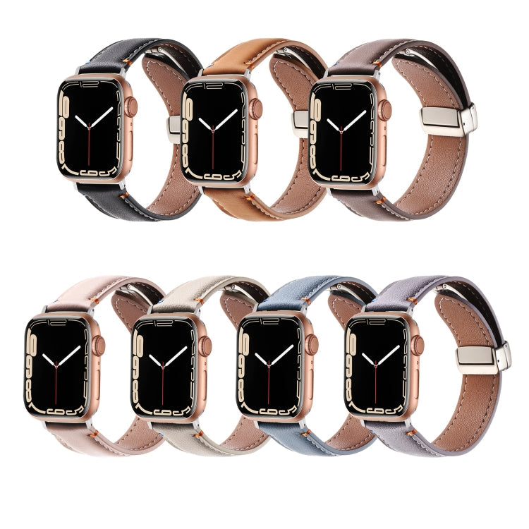 Magnetic Buckle Stitched Genuine Leather Watch Band