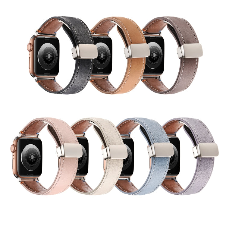 Magnetic Buckle Stitched Genuine Leather Watch Band