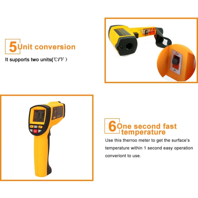 GM1150A 50:1 Infrared Thermometer -18~1150 Degrees Celsius LCD Digital Temperature Meter Industrial Pyrometer 0.1~1EM Adjustable My Store