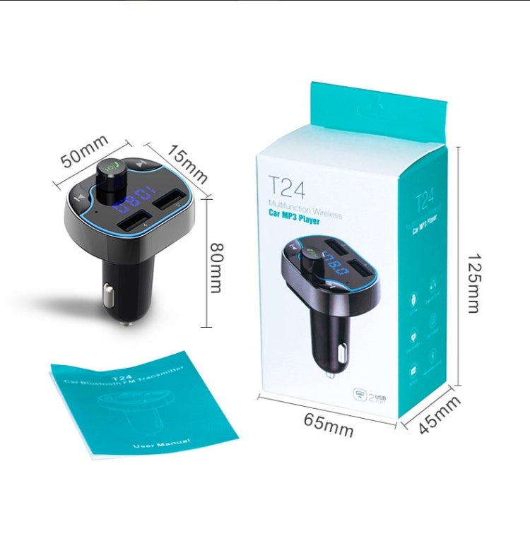 T24FM Transmitter Quick Charge Voice Navigation Car Hands-free Phone Bluetooth MP3 Player ÎҵÄÉ̵ê