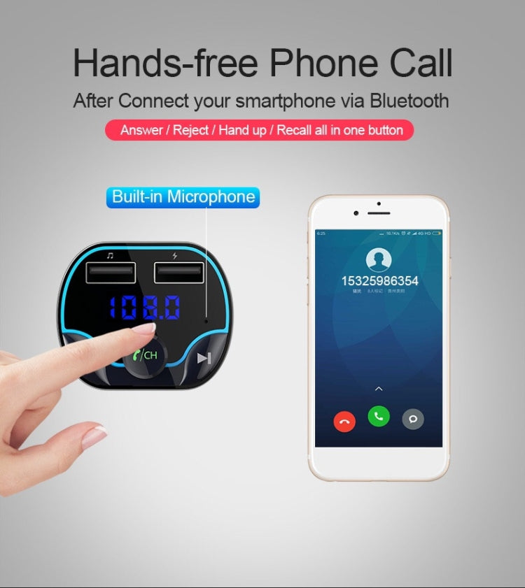 T24FM Transmitter Quick Charge Voice Navigation Car Hands-free Phone Bluetooth MP3 Player ÎҵÄÉ̵ê