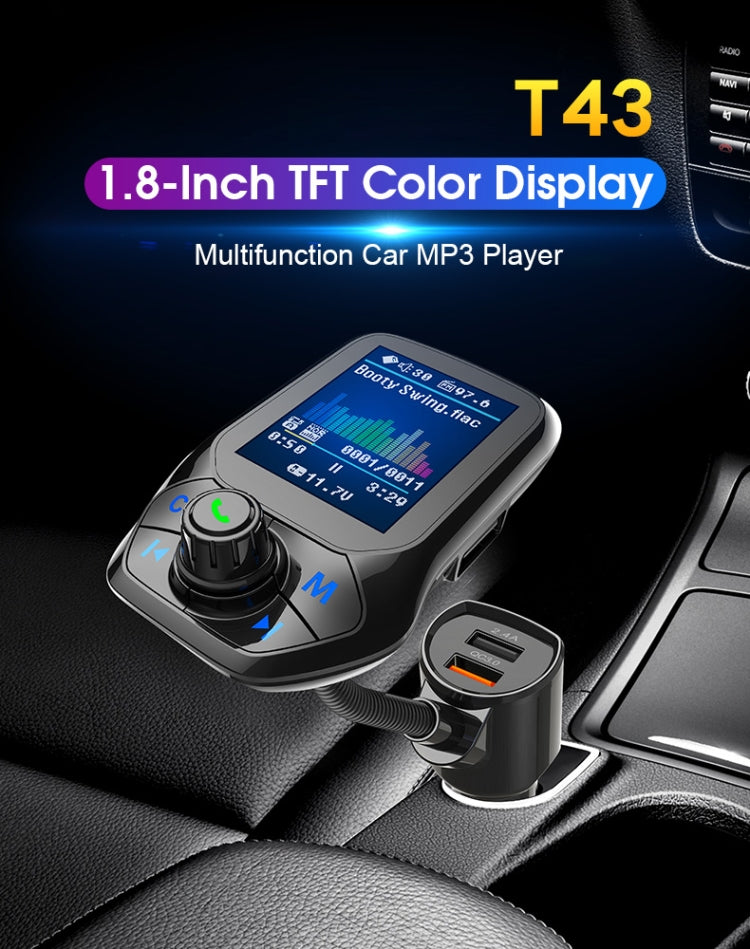 T43 Car Bluetooth Mp3 Multi-function Large Color Screen QC3.0 Bluetooth Car Charge Lossless Car Bluetooth Player ÎҵÄÉ̵ê