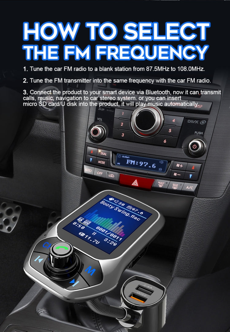 T43 Car Bluetooth Mp3 Multi-function Large Color Screen QC3.0 Bluetooth Car Charge Lossless Car Bluetooth Player ÎҵÄÉ̵ê