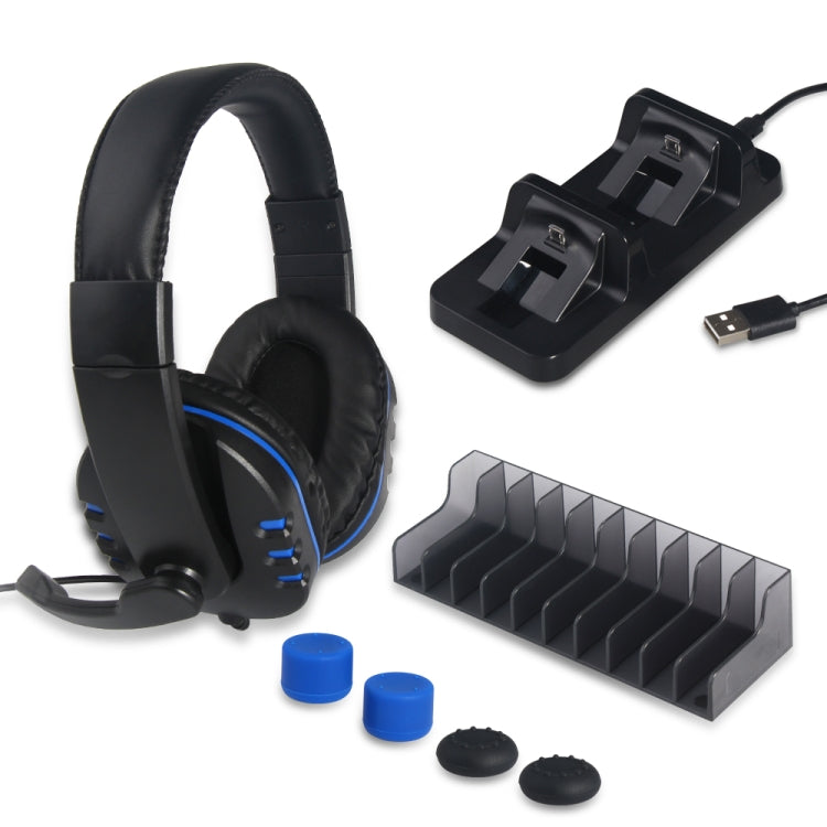 DOBE 5 in 1 Game Pack  Charger Stand Headphone and Silicon Cap For PS4 Reluova