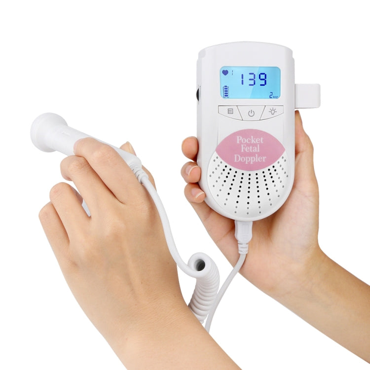 FD-100 Digital Fetal Doppler Ultrasound Sound Baby Heartbeat Detector Monitor LED Digital Prenatal Pocket Fetal Doppler Stethoscope (Pink) Reluova