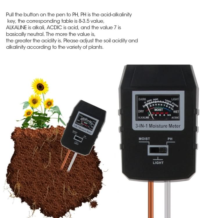 RZ97 Mini Soil PH Moisture Humidity Measuring PH Meter Soil Moisture Monitor Hygrometer Gardening Plant Farming Moisture Tester My Store