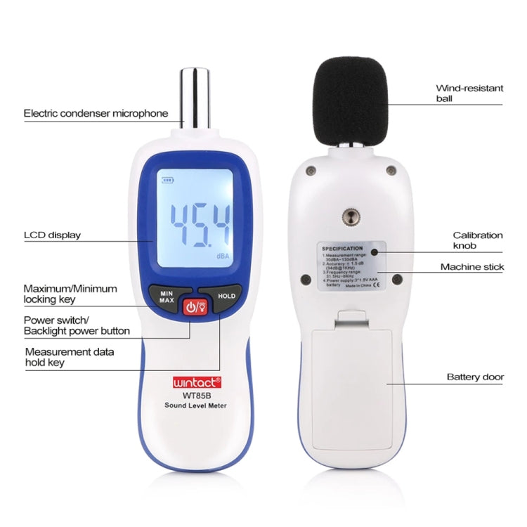 WT85B Sound Level Meter Digital Decibel Meter Digital Noise Meter Environmental Noise Tester My Store