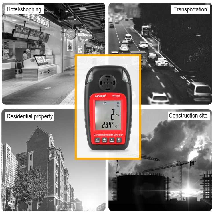 WINTACT WT8825 Carbon Monoxide Detector Independent CO Gas Sensor Warning-up High Sensitive Poisoning Alarm Detector