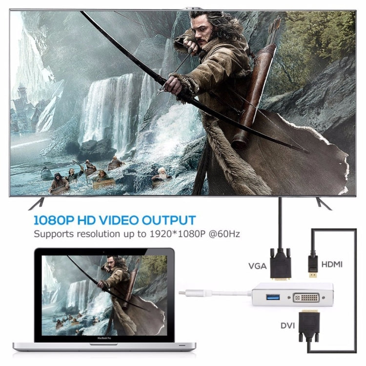 4 in 1 USB 3.1 USB C Type C to HDMI VGA DVI USB 3.0 Adapter Cable for Laptop Apple Macbook Google Chromebook Pixel My Store