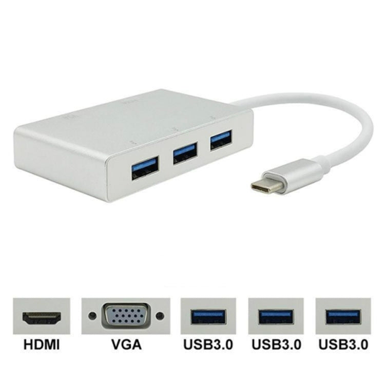 USB C в HDMI VGA USB концентратор адаптер 5 в 1 USB 3.1 конвертер для ноутбука для MacBook, ChromeBook Pixel, Huawei MateBook