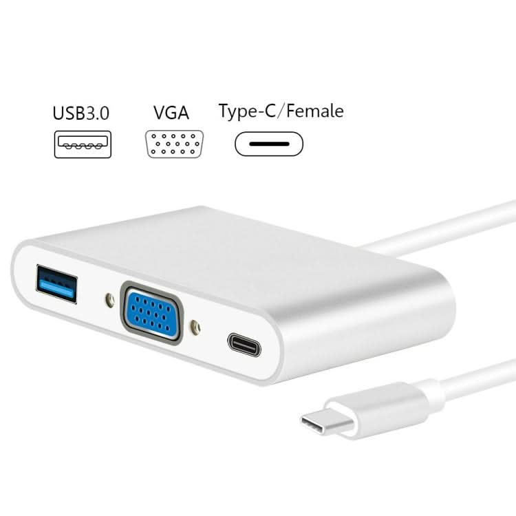 USB Type C to VGA 3-in-1 Hub Adapter supports USB Type C tablets and laptops for Macbook Pro / Google ChromeBook My Store