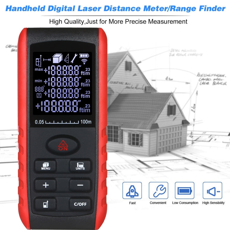 E100 Laser Rangefinder Laser Distance Meter Measuring Device Digital Handheld Tools Module Range 100m Range Finder