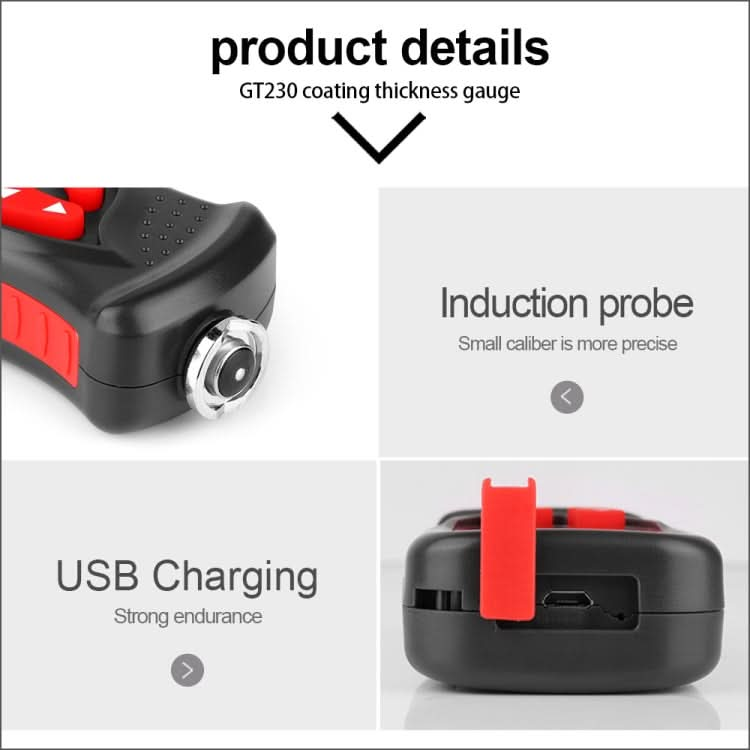 GT230 Thickness Gauges Paint Coating Thickness Gauge Car Film Digital Thickness Gauge Tester Rechargeable Thickness Gauge My Store