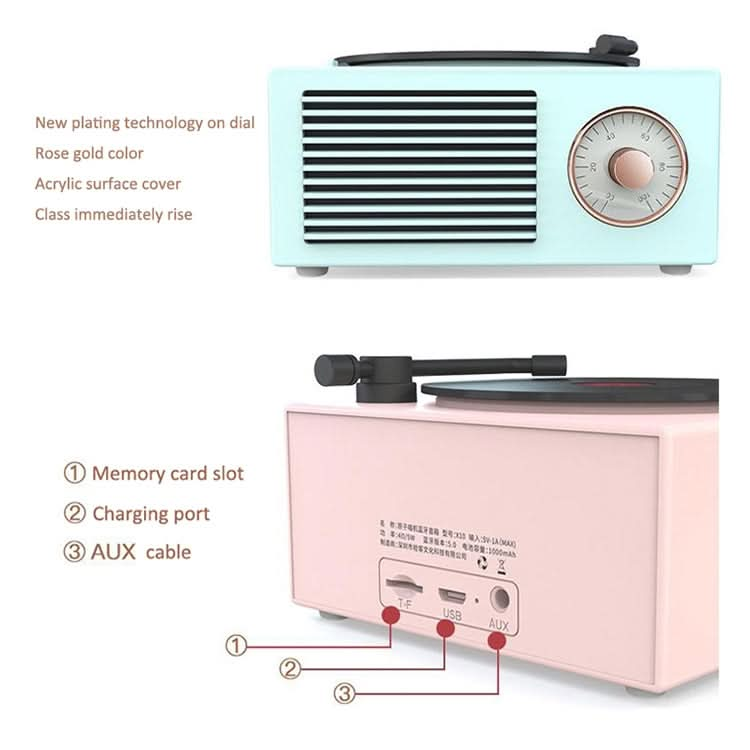 X10 Atomic Bluetooth Speakers Retro Vinyl Player Desktop Wireless Creative Multifunction Mini Stereo Speakers