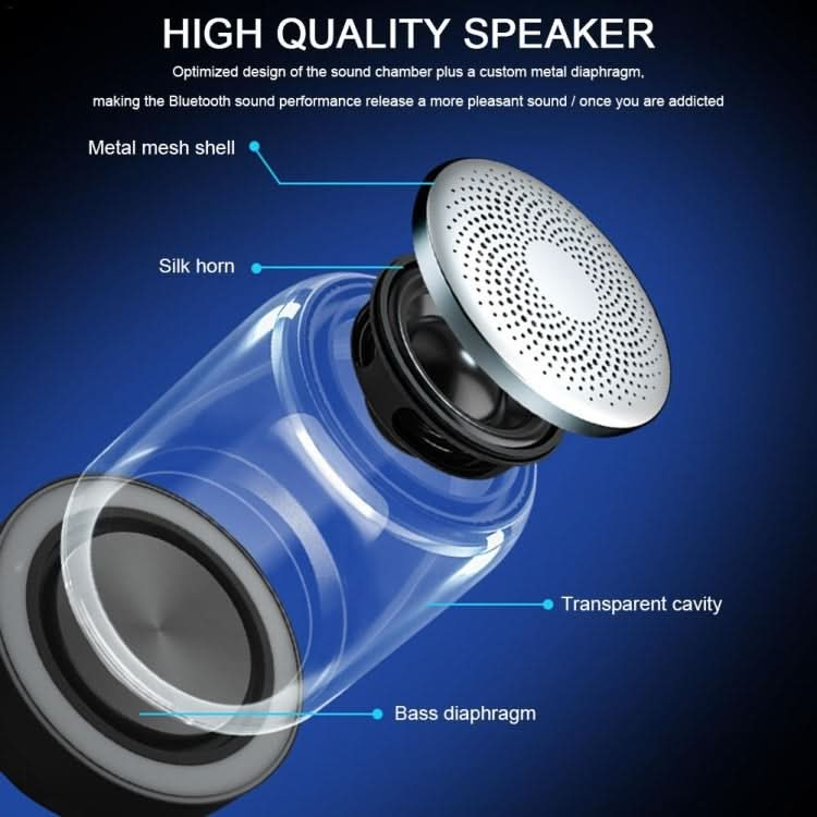 C7 Bluetooth 5.0 Speaker Transparent LED Luminous Subwoofer TWS 6D Surround HIFI Stereo Cool Audio