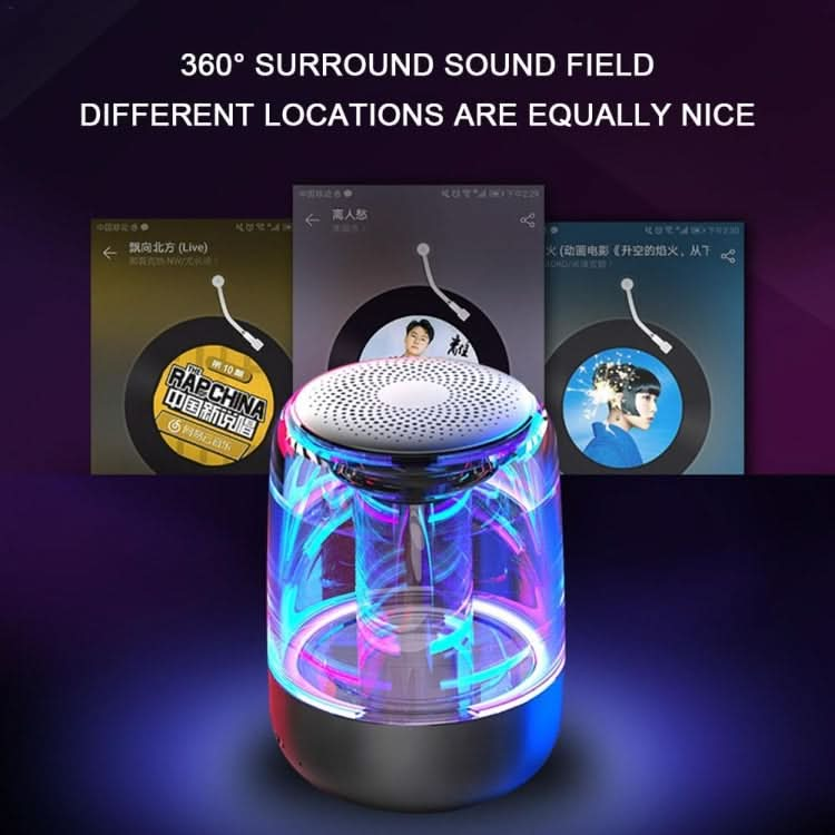 C7 Bluetooth 5.0 Speaker Transparent LED Luminous Subwoofer TWS 6D Surround HIFI Stereo Cool Audio