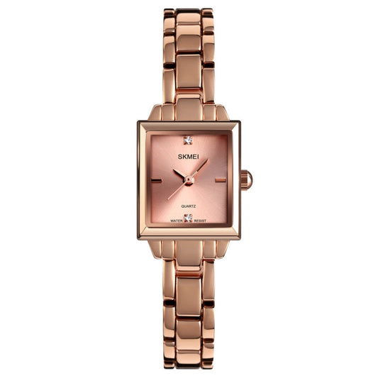 SKMEI 1407 Business Fashion Watch with Diamonds Delicate and Elegant Square Zinc Alloy Quartz Watch for Women