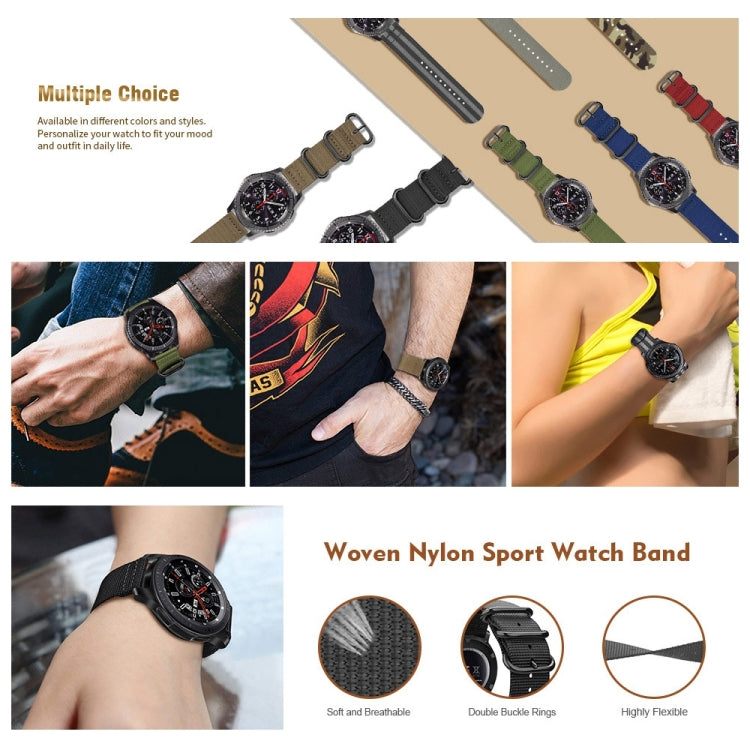 For Samsung Galaxy Watch Active 22mm / S3 Nylon Three-ring Strap