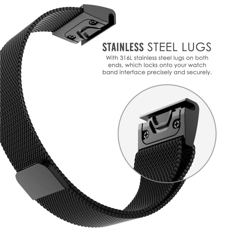 For Garmin Fenix 5 Milan Metal Stainless Steel Metal Watchband