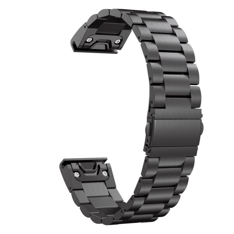 For Garmin Fenix 5 Three-Bead Stainless Steel Metal Watchband