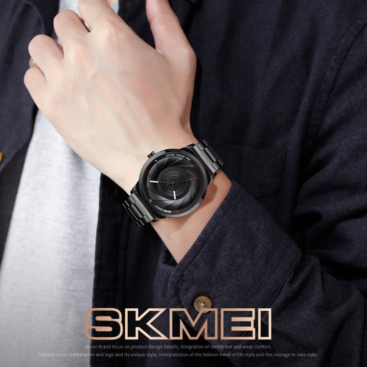 Skmei 9210 Fashion Trend Mens Business Wristwatch Simple Three-Dimensional Surface Waterproof Gold Quartz Watch Man