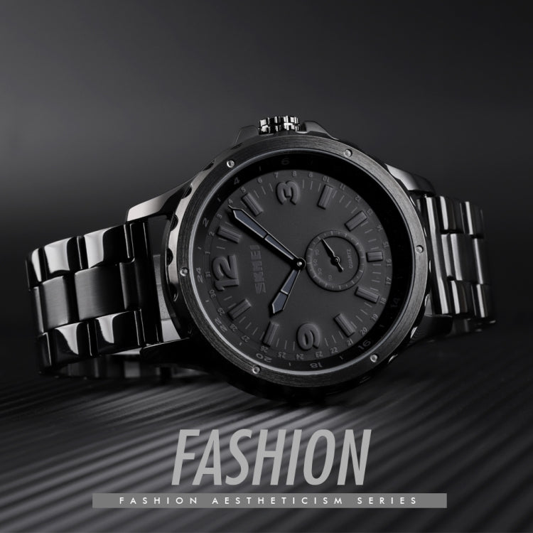 Skmei 1513 Fashion Trendy Steel Band Quartz Watch Mens Waterproof Leisure Watch Reluova