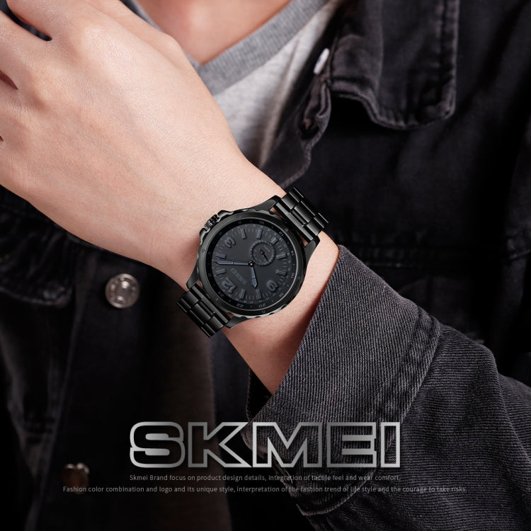 Skmei 1513 Fashion Trendy Steel Band Quartz Watch Mens Waterproof Leisure Watch Reluova