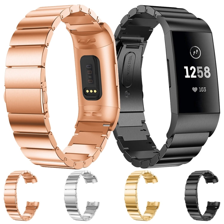 Three Beads Slingshot Buckle Solid Stainless Steel Wrist Strap Watch Band for Fitbit Charge 4