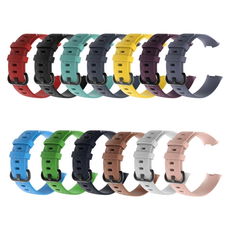 Diamond Pattern Silicone Wrist Strap Watch Band for Fitbit Charge 4 Large Size:210*18mm