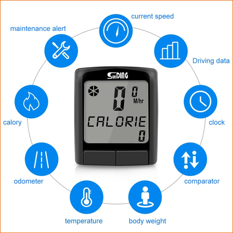 SUNDING SD-565B Wireless Waterproof Bicycle Computer Bike Speedometer MTB Cycling LCD Digital Display Odometer Stopwatch Reluova